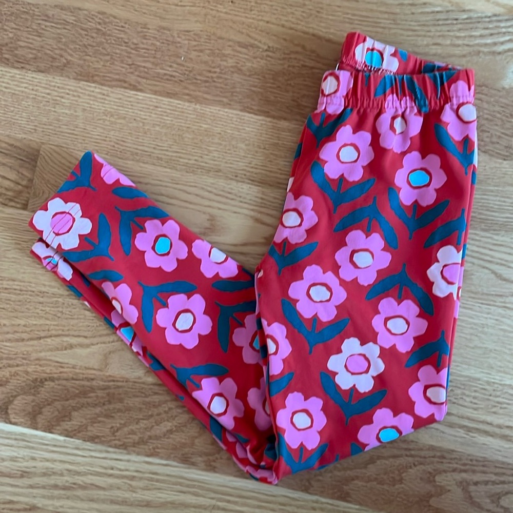🌸🌺 Hanna Andersson red and pink flower leggings - size 5
